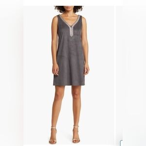 Tommy Bahama Salina Sands Embellished Faux Suede Shift Dress